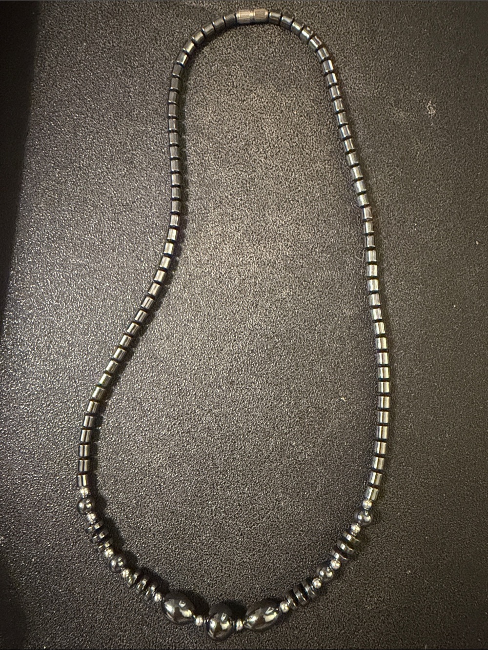 Hematite Bead Necklace in Dark Gray - Minimal Women's Jewelry